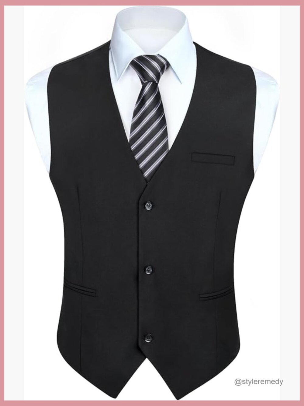 Men's Polyester Rayon Dress Vest V-Neck Formal Business Casual